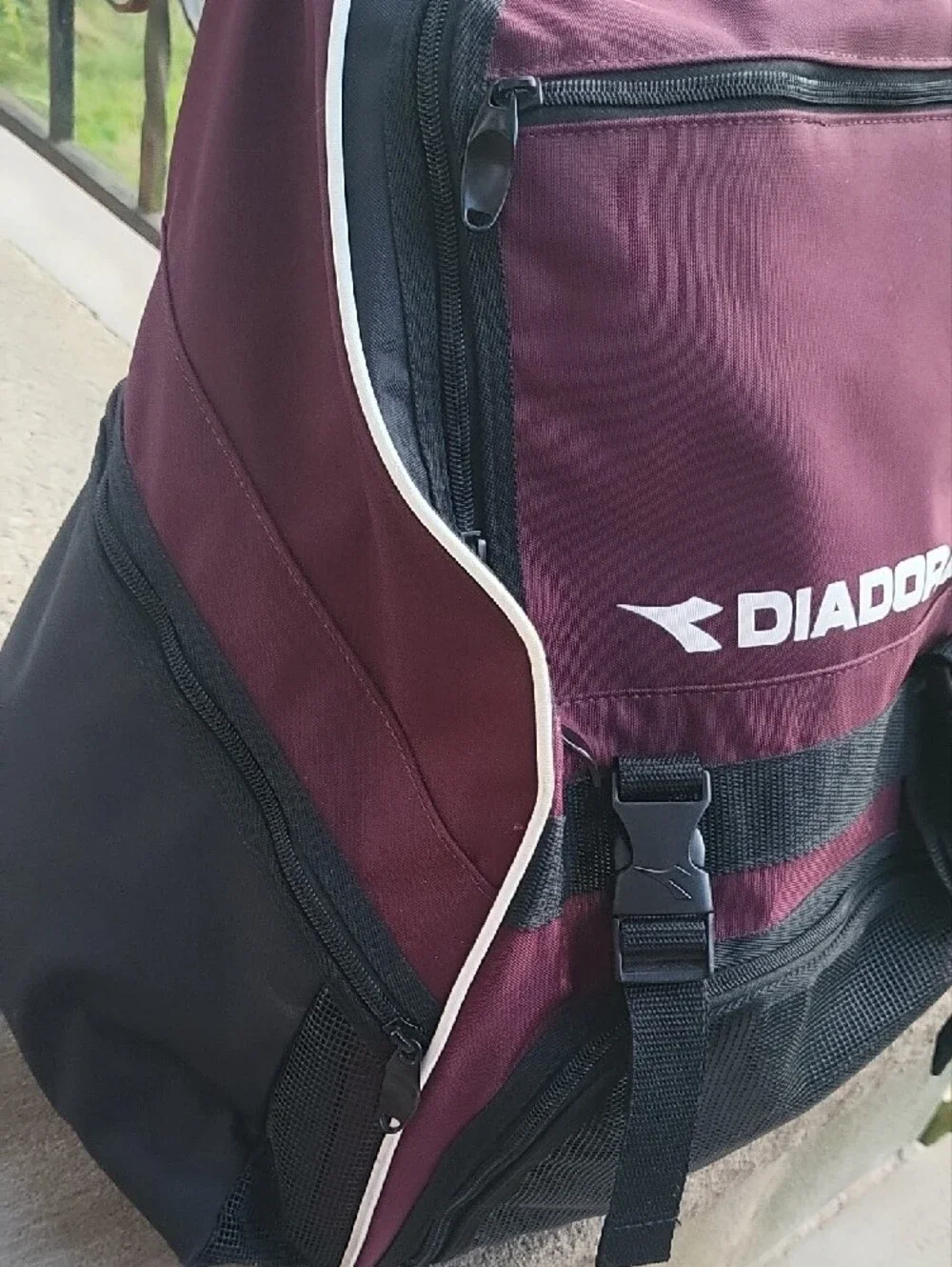 Diadora Men's Maroon and Black Sports Backpack